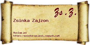 Zsinka Zajzon névjegykártya